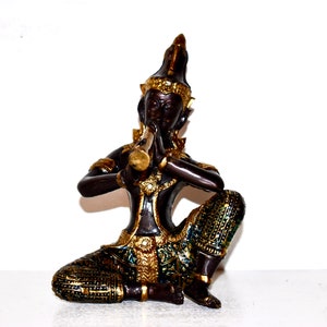 Vintage Thais beeldje Boeddha verguld bronzen standbeeld Boeddha vintage cadeau woondecoratie Siam bronzen beeldje