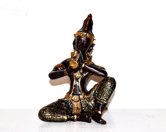 フルートを奏でるブロンズの音楽家座像とヒンドゥー仏教美術 - Etsy 日本