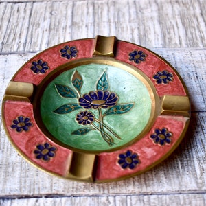 Vintage Messing Ashtray Vintage Home Decor Enameled Brass Ashtray