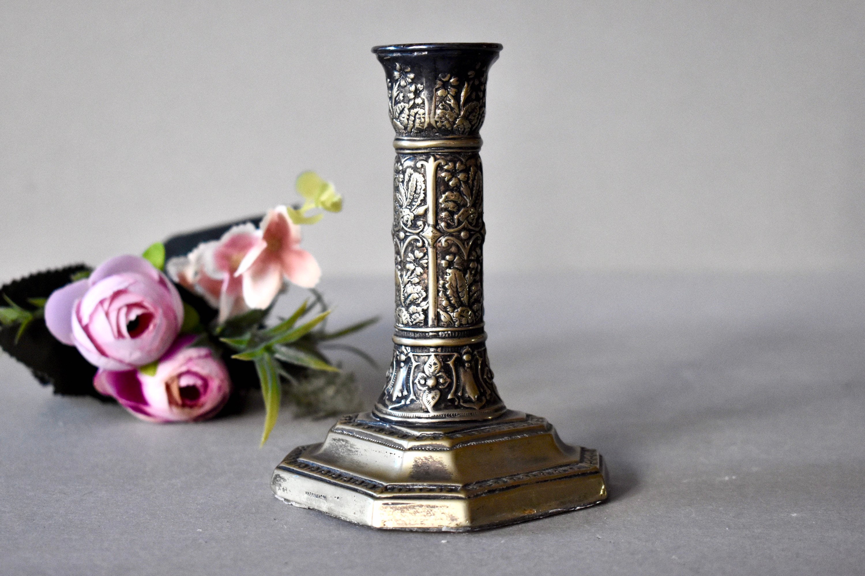 Antique Silver Plated Candlestick Holder - Mappin&Webb Antique Decor Collectibles Gift