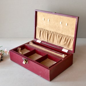 Vintage Red Vinyl Jewellery Box 50s Jewelry Storage Box
