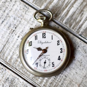 Antiek verzilverd zakhorloge Roskopf Collectable Regulator zakhorloge