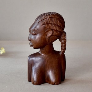 Vintage African Ebony  Wood Figurine African Iron Wood Bust Vintage Gift Collectable African Art