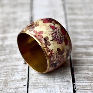 Vintage handgemachte Messing Armreif Blumen Frauen Armreif