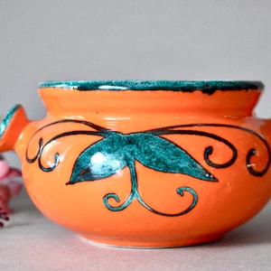 Vintage Italian Glazed Ceramic Bowl Table Decor Ceramic Vases Hand Painted Ceramic Vintage Home Decor