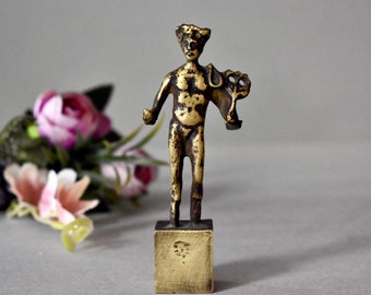 Statuette en bronze vintage Figure de guerrier grec Reproduction d'art en bronze Figurine antique