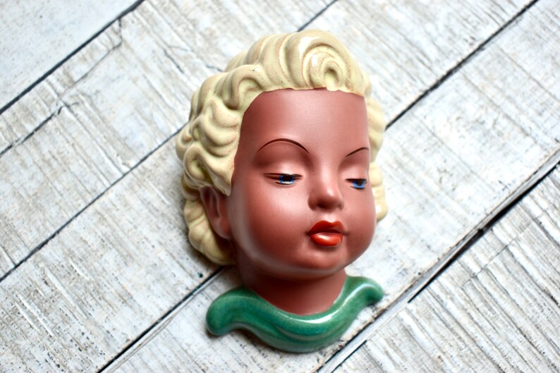 Art Deco Ceramic Wall Mask Ladys Head Wall Decor Mask Etsy
