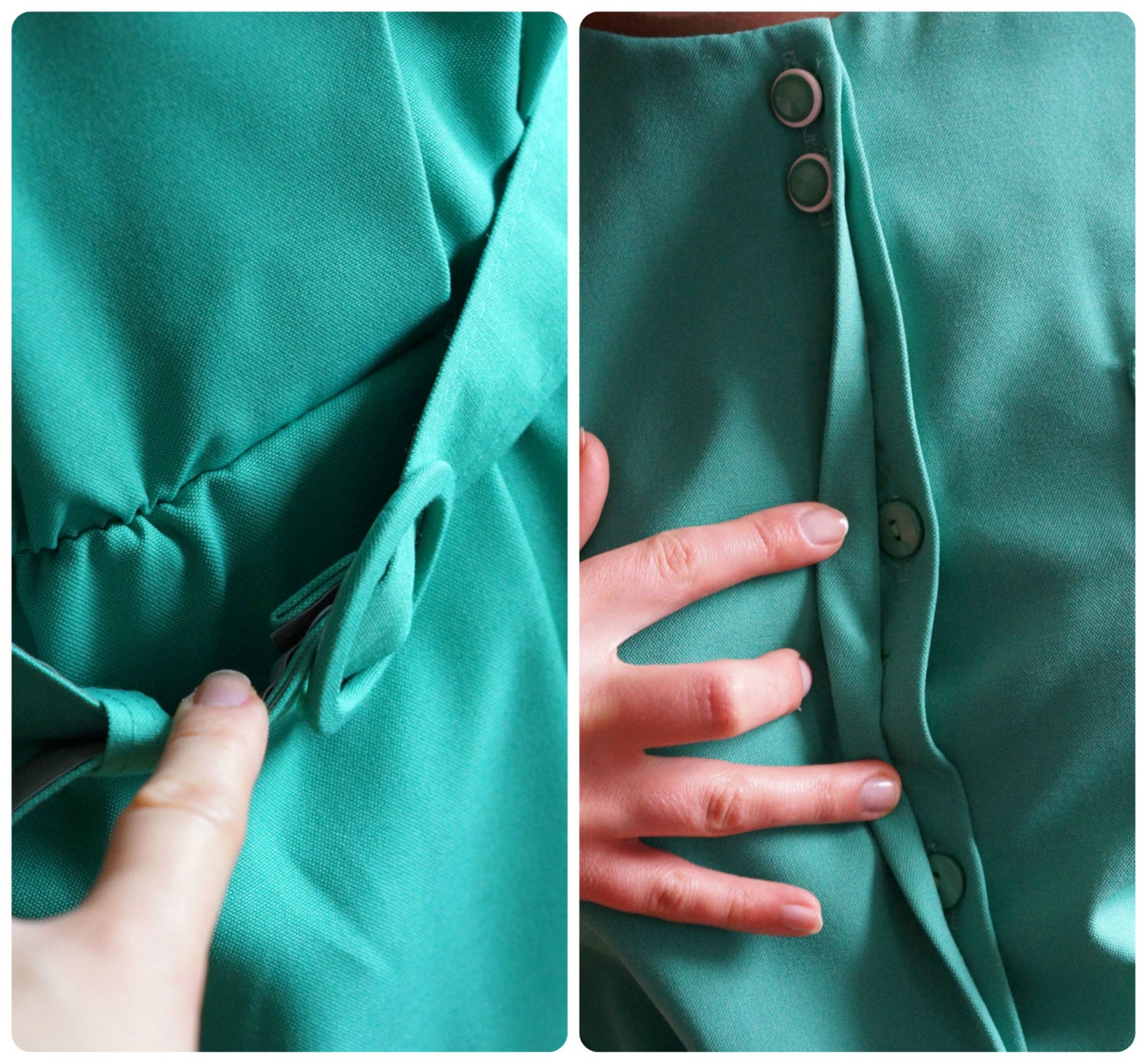 Green Dress With Peplum Boutonniere / Buttonhole and Napkin - Etsy