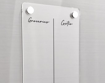 Fridge Planner | Groceries Erase Board | dry erase board | shopping list | office decor | house gift | Acrylic Notes | magnetic Planner