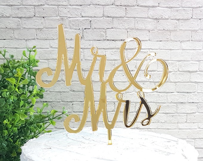 Mr & Mrs Cake Topper,  Wedding Cake Topper, Custom Cake Topper, Engagement Cake Topper, Calligraphy Cake Topper, Bridal Cake Topper