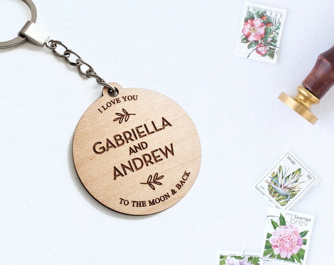 Custom keychain, Anniversary gift, couple gift, Anniversary keychain, wood keychain, gifts for him, gifts for her, keyring