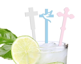 Baptism Drink Stirrers - Cross