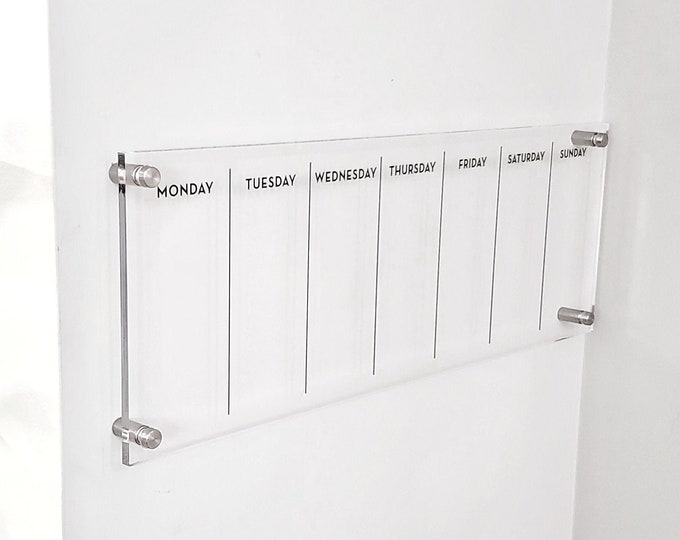 Weekly acrylic calendar for wall, Dry Erase Calendar, Office decor, Personalized Acrylic calendar, Housewarming gift