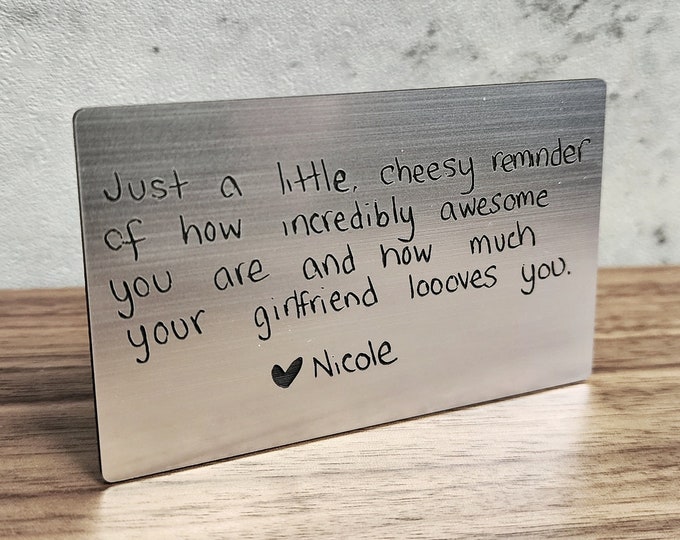 Custom Handwritten Wallet Card, Gifts for him, Customized wallet card, Personalized wallet insert, Mothers day gifts, Fathers day gift