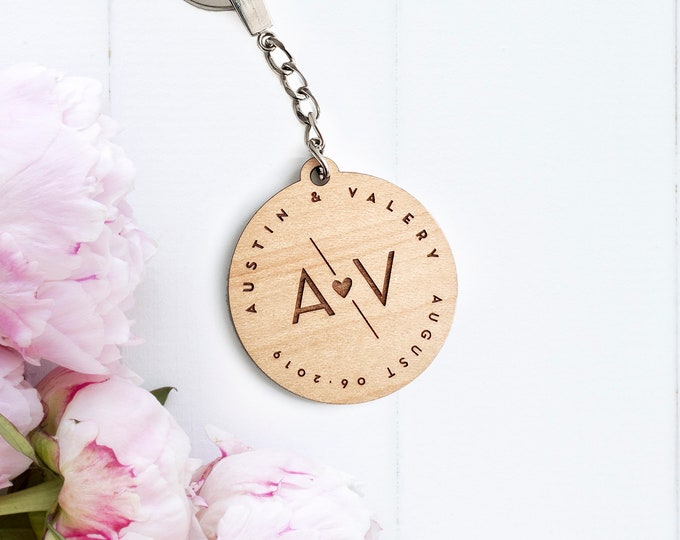 Custom keychain, Anniversary gift, couple gift, Anniversary keychain, wood keychain, gifts for him, gifts for her, keyring