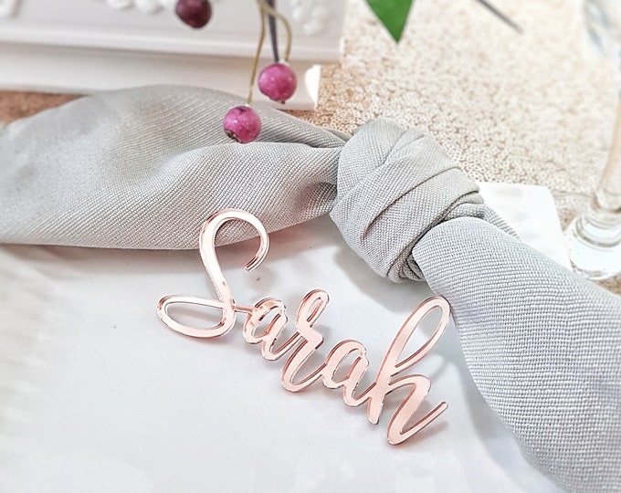 Acrylic Place Cards, laser cut place cards, Wedding place names, escort card, Personalized Acrylic Place Setting, Gold mirror place card