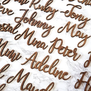 Wood Place Cards, laser cut place cards, Wedding place cards, table settings, Custom name Signs, Calligraphy