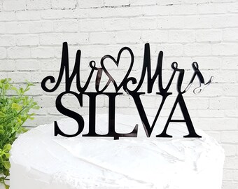 Mr & Mrs Personalized Cake Topper, Mr and Mrs Cake Topper, Custom, Cake Topper, Wedding Cake Topper, Last Name Cake Topper, Mr and Mrs