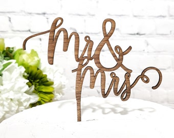 Mr & Mrs Cake Topper,  Wedding Cake Topper, Custom Cake Topper, Engagement Cake Topper, Calligraphy Cake Topper, Bridal Cake Topper