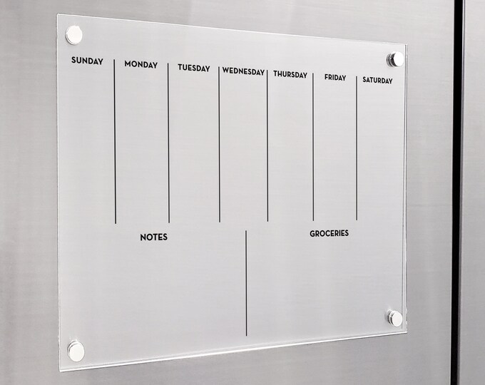 Magnetic Monthly Acrylic calendar, 2022 Planner, Dry Erase Calendar, Personalized Acrylic calendar, Fridge Calendar, Calendar with notes