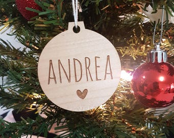 Baby's First Christmas Ornament, Custom Maple Name Ornament