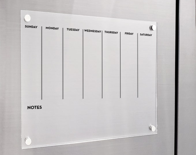 Magnetic Monthly Acrylic calendar, 2022 Planner, Dry Erase Calendar, Personalized Acrylic calendar, Fridge Calendar, Calendar with notes