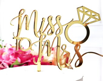 Bridal Cake Topper, Wedding Cake Topper, Miss to Mrs Cake Topper, Bridal shower Cake Topper, custom Cake Topper, Cake decor