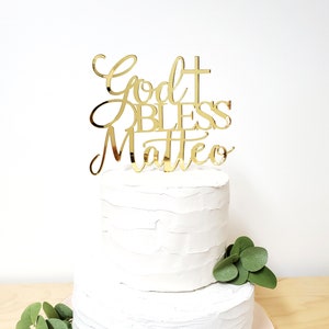 God Bless Cake Topper, Personalized God Bless Cake Topper, Baptism Cake Topper, Christening Cake Topper, Communion Cake Topper, God Bless