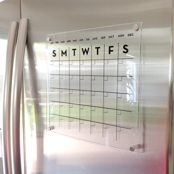 Magnetic Monthly Acrylic calendar, 2023 Planner, Dry Erase Calendar, Personalized Acrylic calendar, Fridge Calendar, Calendar with notes