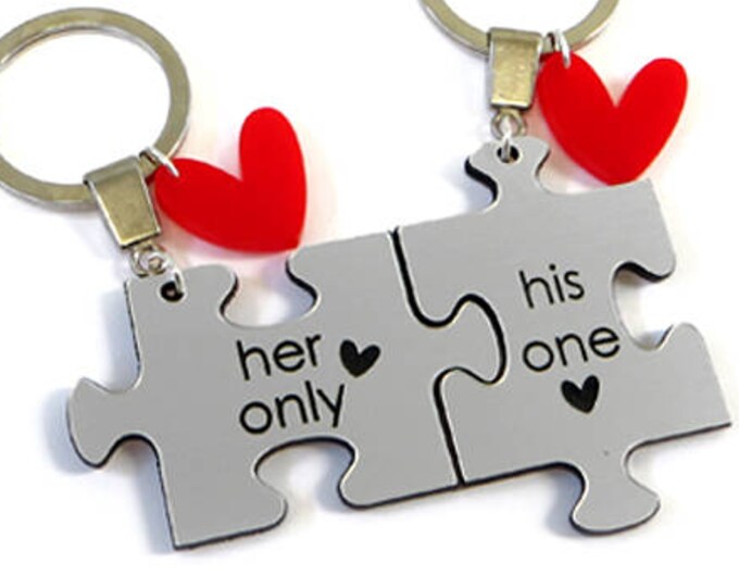 Puzzle Keychain - Set of 2, Anniversary Gift, Couple Keychains, Boyfriend Gift, Hubby Gift, Gifts for Him, Personalized Keychain