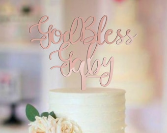 God Bless Cake Topper, Personalized God Bless Cake Topper, Baptism Cake Topper, Christening Cake Topper, Communion Cake Topper, God Bless