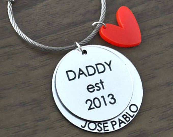 Daddy Keychain, Personalized Keychain, Mommy Keychain, Fathers day Keychain, Daddy Gift, Hubby Gift, Gifts for Him, Wood Keychain,