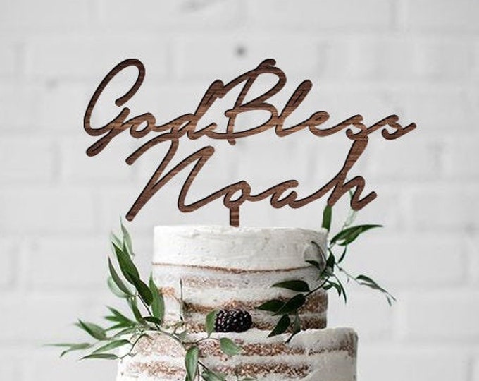 God Bless Cake Topper, Personalized God Bless Cake Topper, Baptism Cake Topper, Christening Cake Topper, Communion Cake Topper, God Bless
