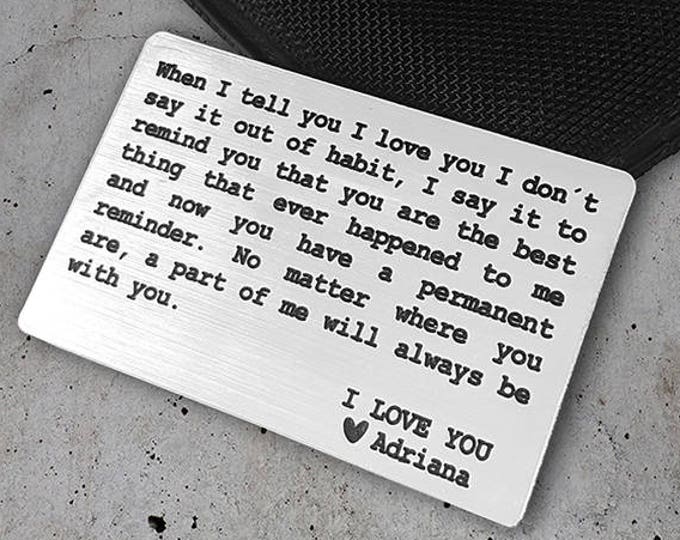 Wallet Insert Card, Gifts for him, Customized wallet card, Personalized wallet insert, Anniversary Gifts for Him, Mothers day gifts