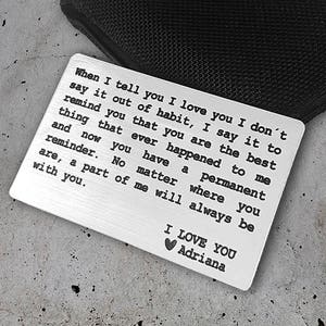 Tarjeta de inserción de billetera, regalos para él, tarjeta de billetera personalizada, inserción de billetera personalizada, regalos de aniversario para él, regalos del día de la madre