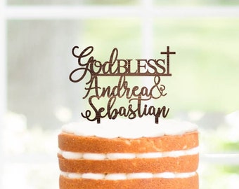 God Bless Cake Topper, Personalized God Bless Cake Topper, Baptism Cake Topper, Christening Cake Topper, Communion Cake Topper, God Bless