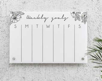 Weekly acrylic calendar for wall, Dry Erase Calendar, Office decor, Personalized Acrylic calendar, Housewarming gift