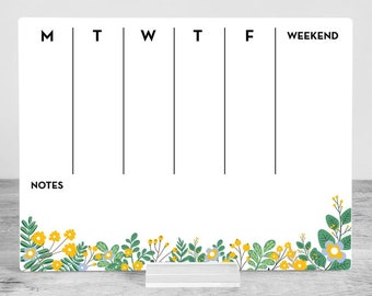 Planificador semanal de escritorio, planificador acrílico, pizarra de borrado en seco, calendario de borrado en seco, planificador personalizado, planificador acrílico, calendario de escritorio, planificador semanal