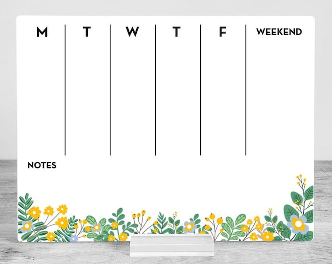 Desk weekly Planner,  acrylic Planner, Dry Erase Board, Dry Erase Calendar, Custom planner, Acrylic Planner, Desk Calendar, weekly planner