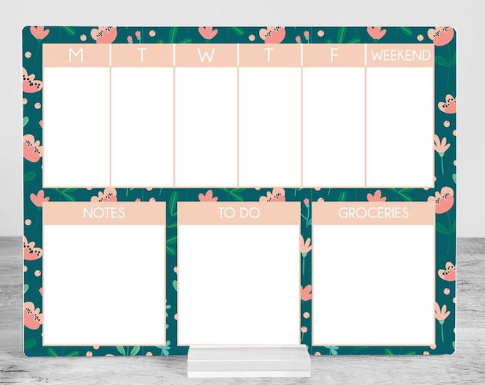 Desk weekly Planner,  acrylic Planner, Dry Erase Board, Dry Erase Calendar, Custom planner, Acrylic Planner, Desk Calendar, weekly planner