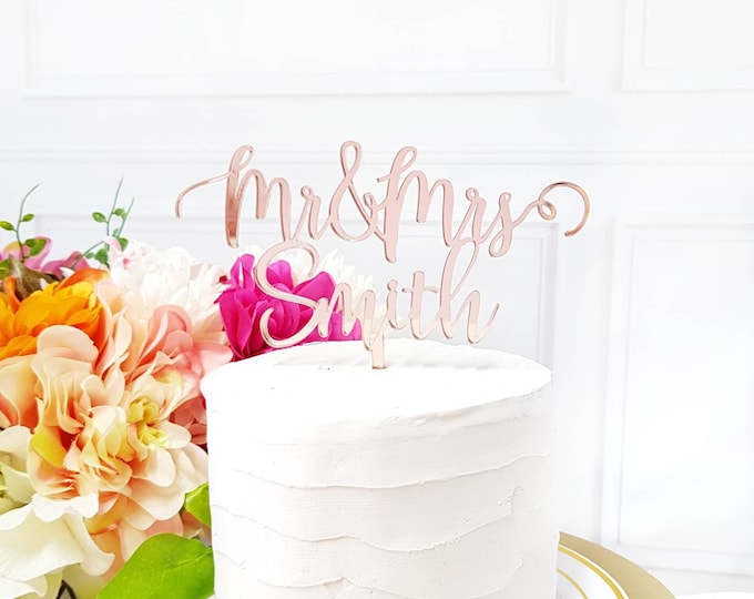 Mr & Mrs Personalized Cake Topper, Mr and Mrs Cake Topper, Custom, Cake Topper, Wedding Cake Topper, Last Name Cake Topper, Mr and Mrs