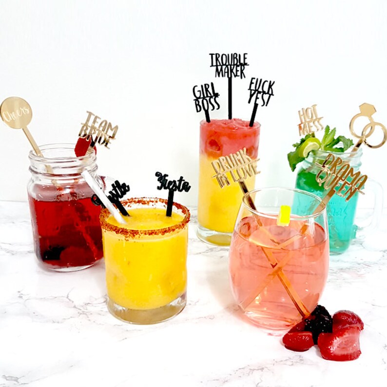 Personalized Acrylic Drink Stirrers, Custom Cocktail Party Sticks - Etsy
