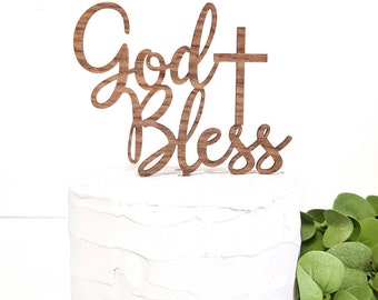 God bless Cake Topper,  baptism Cake Topper, first communio Cake Topper, Holly Cake Topper, Calligraphy Cake Topper, God Cake Topper