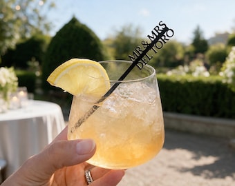 Personalized Wedding Drink Stirrers, Custom Initial and last name Cocktail Mixers, Reception Bar, Mr and Mrs Swizzle Sticks