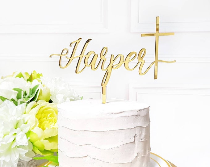 Personalized God Bless Cake Topper, God Bless Cake Topper, Baptism Cake Topper, Christening Cake Topper, Communion Cake Topper, God Bless