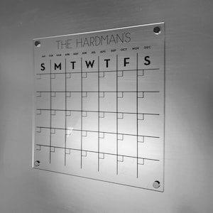 Magnetic Monthly Acrylic calendar, 2022 Planner, Dry Erase Calendar, Personalized Acrylic calendar, Fridge Calendar, Calendar with notes