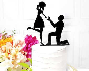 Engagement Cake Topper, Custom Cake Topper, Acrylic Cake Topper, Wedding Cake Topper, personalized Cake Topper, Mirror cake topper, love