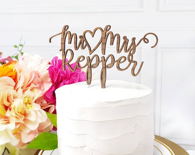 Mr & Mrs Personalized Cake Topper, Mr and Mrs Cake Topper, Custom, Cake Topper, Wedding Cake Topper, Last Name Cake Topper, Mr Mrs topper