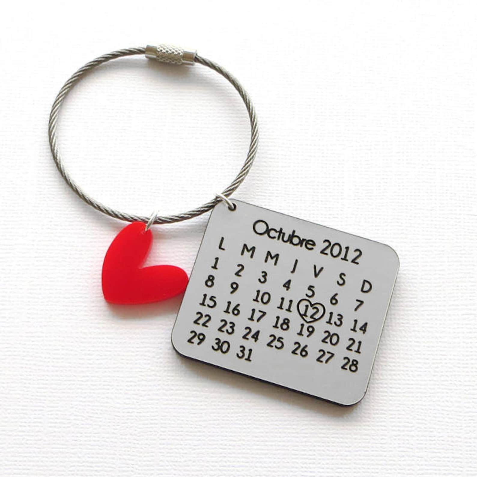 Calendar Keychain Anniversary Keychain Anniversary Gift Etsy