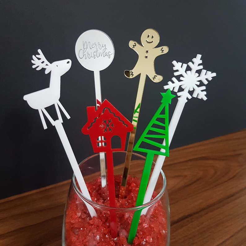 Christmas Stirrers Christmas cocktail stirrers Swizzle Etsy